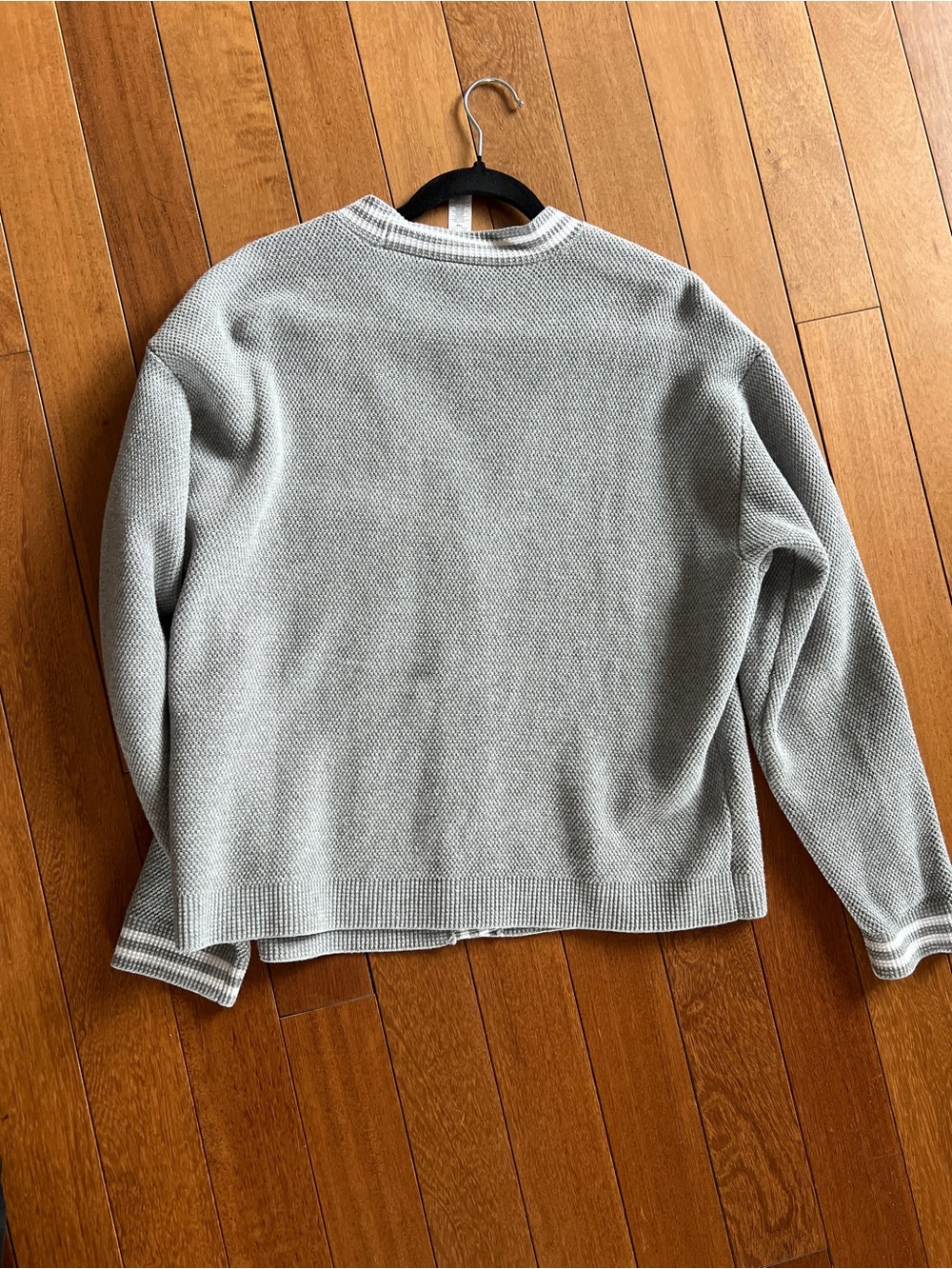 Tennis Club Sweater Knit Cardigan Athletic Grey/White Size Medium - Picture 5 of 5
